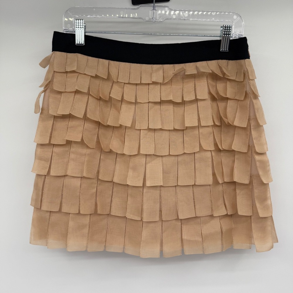 J. Crew‎ Collection Mini Skirt 4 Tan Fringe Playful Flirty Feminine